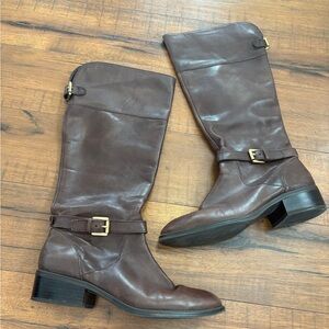 LRL Lauren Ralph Lauren Women’s Leather Boots Tall Riding Zip Black Buckle 9B